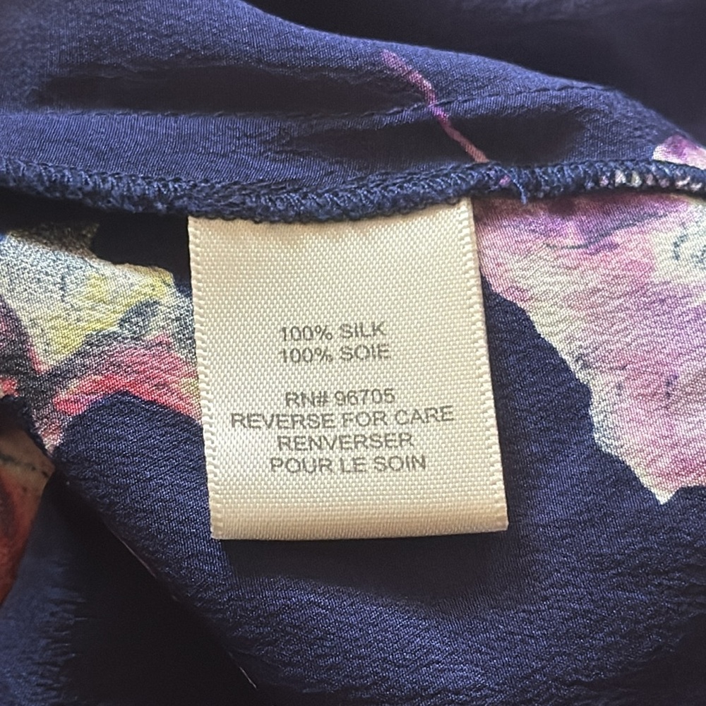 Rebecca Taylor Navy Silk Floral Ruffle Dress๐๐๐ - Picture 9 of 9